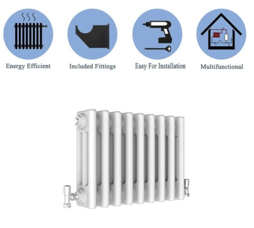 Milano Windsor - White Traditional Horizontal Triple Column Radiator - Choice of Size - Image 2