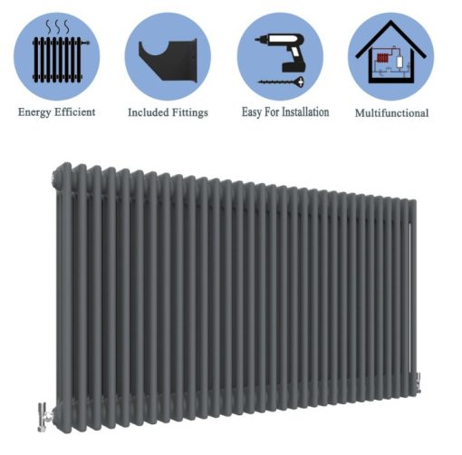 Milano Windsor - Anthracite Traditional Horizontal Triple Column Radiator - Choice of Size - Image 5
