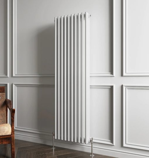 Milano Windsor - Vertical Triple Column White Traditional Cast Iron Style Radiator
