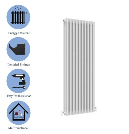 Milano Windsor - Vertical Triple Column White Traditional Cast Iron Style Radiator - Image 2