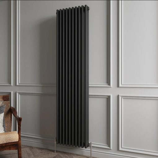 Milano Windsor - Vertical Triple Column Black Traditional Cast Iron Style Radiator