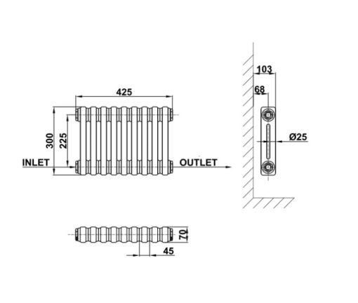 Milano Windsor - White Traditional Horizontal Double Column Radiator - Choice of Size and Feet - Image 9
