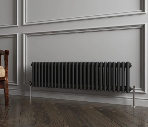 Milano Windsor - Black Traditional Horizontal Double Column Radiator - Choice of Size and Feet