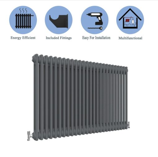 Milano Windsor - Anthracite Traditional Horizontal Double Column Radiator - Choice of Size and Feet - Image 3