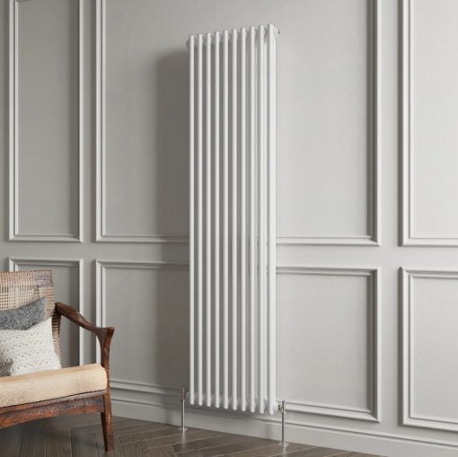 Milano Windsor - White Traditional Vertical Double Column Radiator - Choice of Size and Feet
