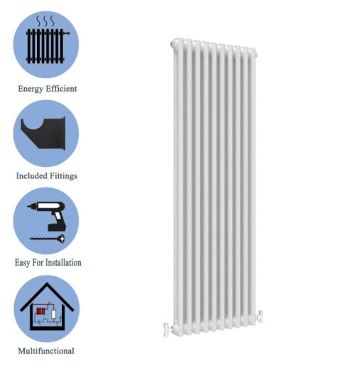 Milano Windsor - White Traditional Vertical Double Column Radiator - Choice of Size and Feet - Image 3
