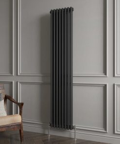 Milano Windsor - Black Traditional Vertical Double Column Radiator - Choice of Size and Feet