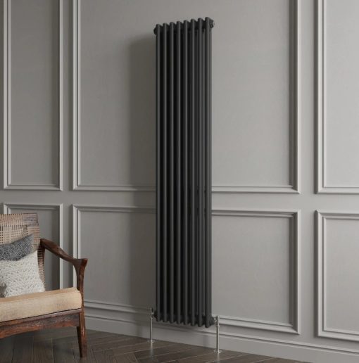 Milano Windsor - Black Traditional Vertical Double Column Radiator - Choice of Size and Feet