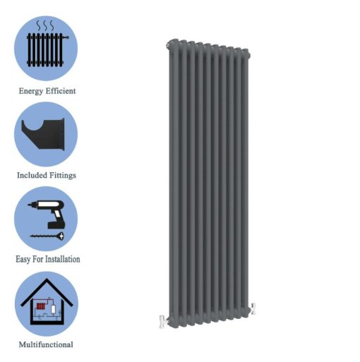Milano Windsor - Anthracite Traditional Vertical Double Column Radiator - Choice of Size and Feet - Image 6