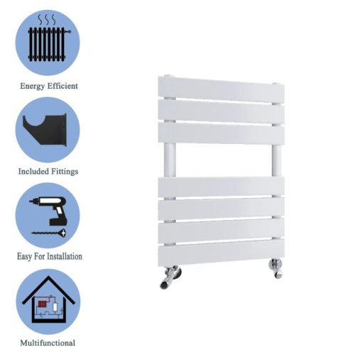 Milano Lustro - Designer White Flat Panel Heated Towel Rail - Choice of Size - Image 8