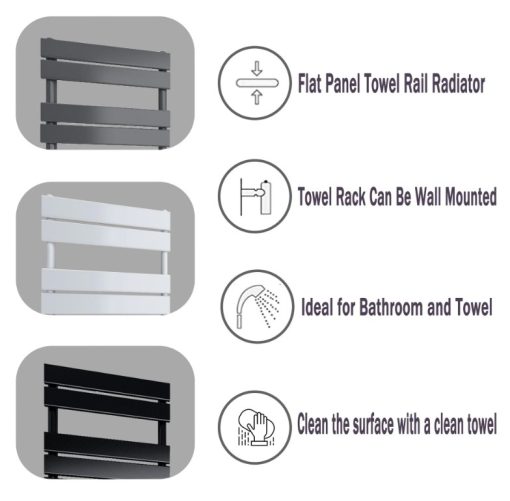 Milano Lustro - Designer White Flat Panel Heated Towel Rail - Choice of Size - Image 9