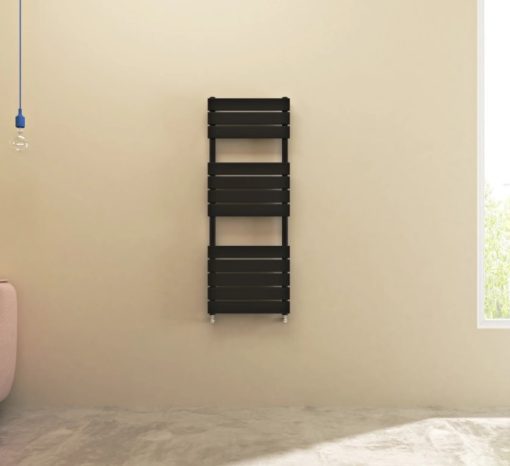 Milano Lustro - Designer Black Flat Panel Heated Towel Rail - Choice of Size