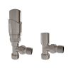 Silver Thermostatic Corner Radiator Valve and Lockshield
